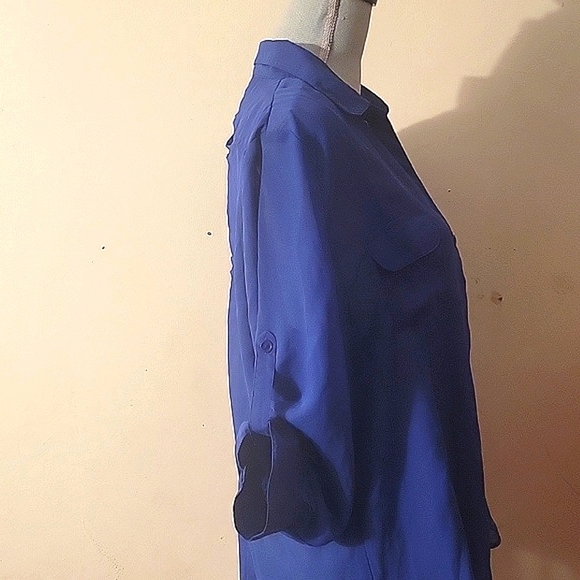 Jasmine Woman's Semi-Sheer Blue Blouse With Cut Out on Back of Blouse, Size 2X - Picture 7 of 9